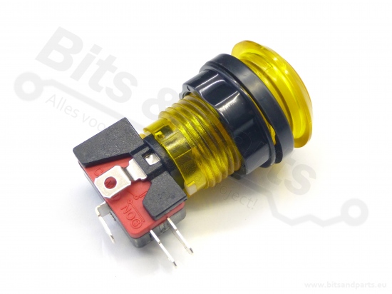 Push button Arcade/Joystick transparent yellow with lighting 24.2mm